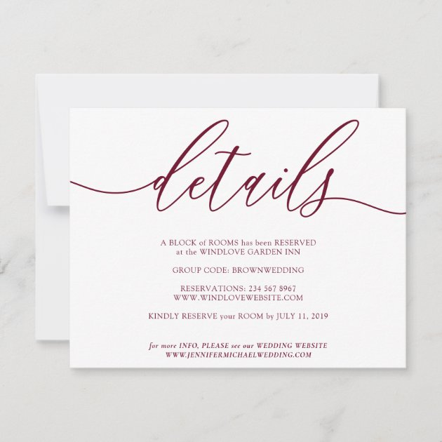 Details Signature Simple Burgundy RSVP Card