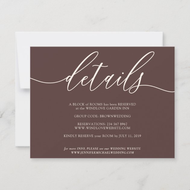 Details Signature Simple Chocolate brown RSVP Card