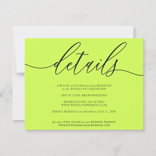 Details Signature Simple Cyber Lime Jet Black RSVP Card