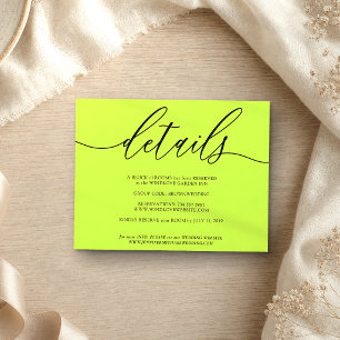 Details Signature Simple Cyber Lime Jet Black RSVP Card