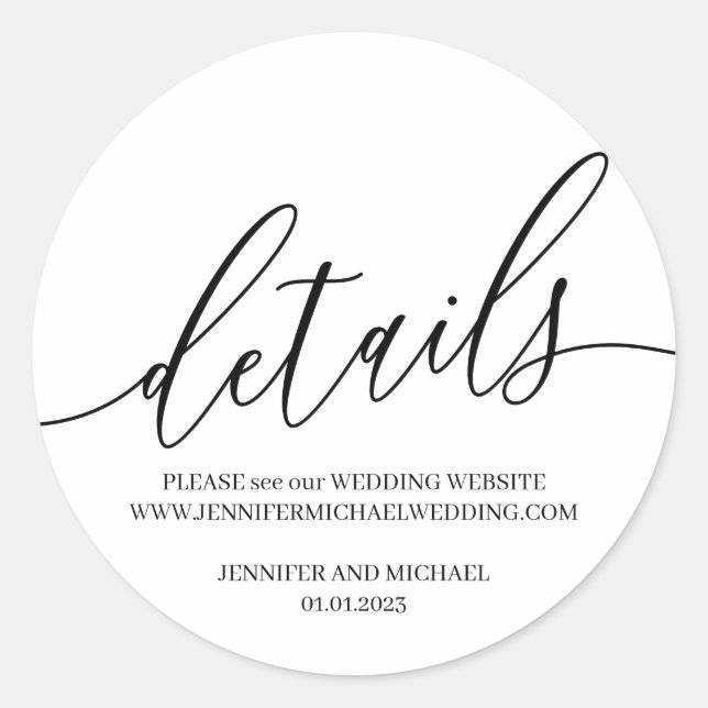 Details Signature text Classic Round Sticker (Front)