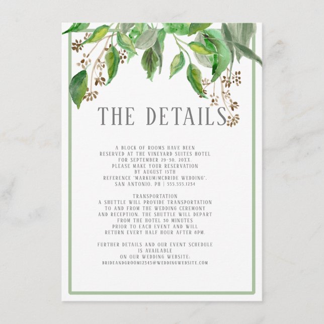 Details Simple Modern Foliage Hexagon Geometric Enclosure Card (Front)