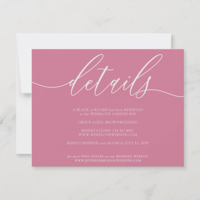 Details Simple Signature Pink RSVP Card