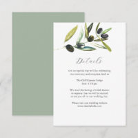 Details Wedding Enclosure Card Watercolor Olive