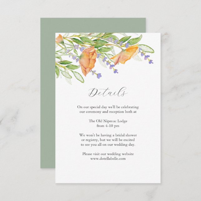 Details Wedding Enclosure Card Wildflower Theme (Front/Back)