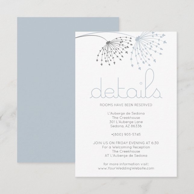 DETAILS | Whimsical Dusty Blue Doodle Flowers Invitation (Front/Back)
