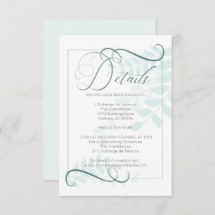 DETAILS Whimsical Mint Leaves Jade Green Accents Invitation
