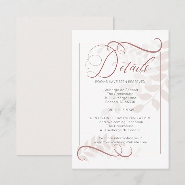 DETAILS | Whimsical Pale Mocha Leaves Spice Accent Invitation (Front/Back)