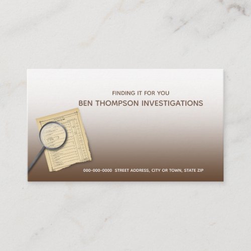 Detective Agency with Magnifying Glass  Document Business Card