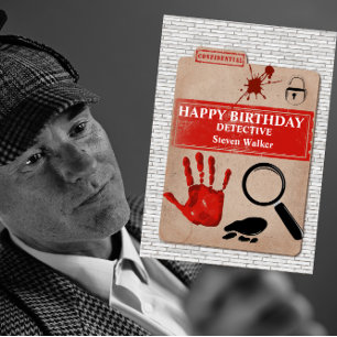 Detective birthday card cold case file