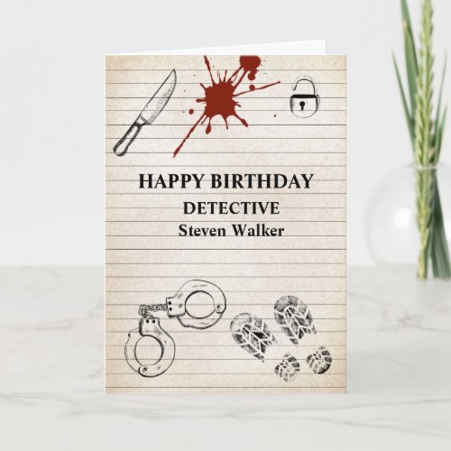 Detective birthday card cold case file