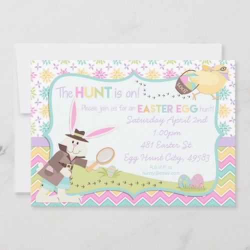 Detective Bunny Easter Egg Hunt Invitation