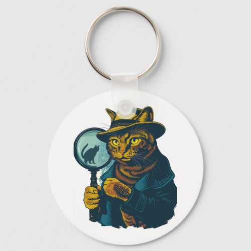 Detective Cat Mystery Keychain
