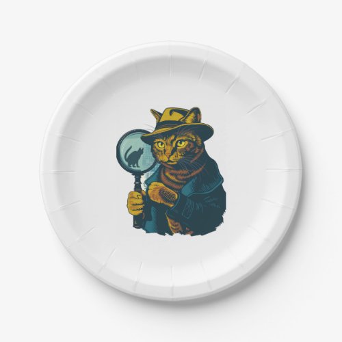 Detective Cat Mystery Paper Plates