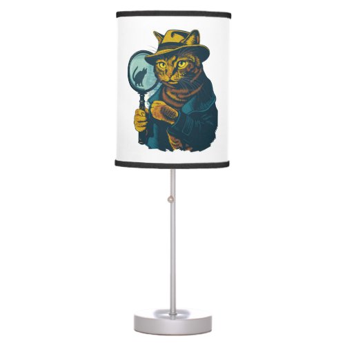 Detective Cat Mystery Table Lamp