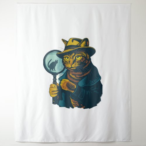 Detective Cat Mystery Tapestry