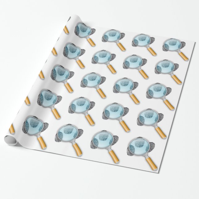 Detective Clues Find Finger Fingerprints Mystery Wrapping Paper (Unrolled)