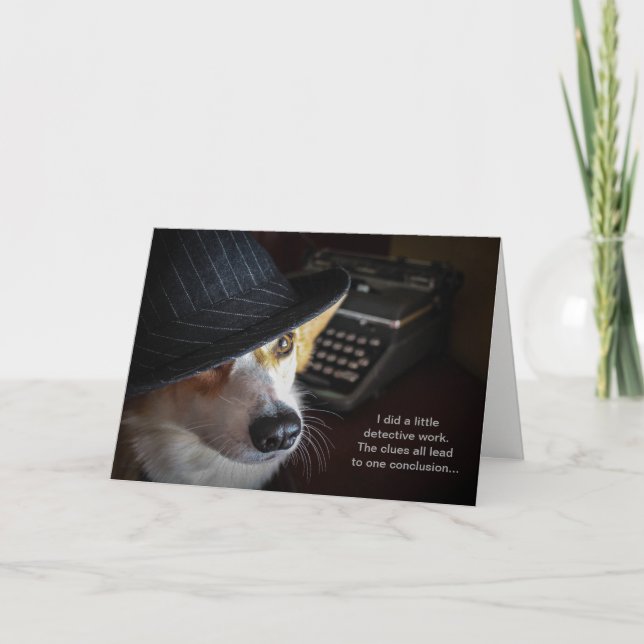 Detective Corgi Birthday card (Front)