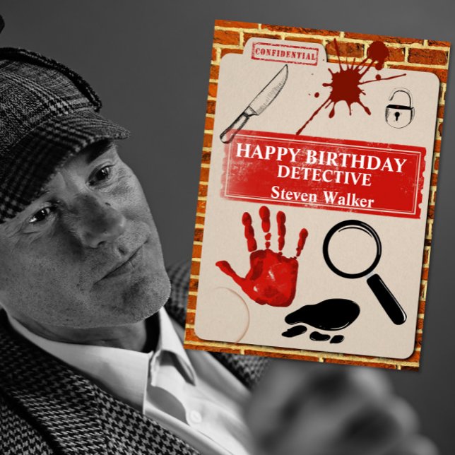 Detective crime scene birthday card cold case file (Creator Uploaded)