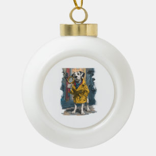 Detective Dalmatian � Crime Solver Dog Ceramic Ball Christmas Ornament