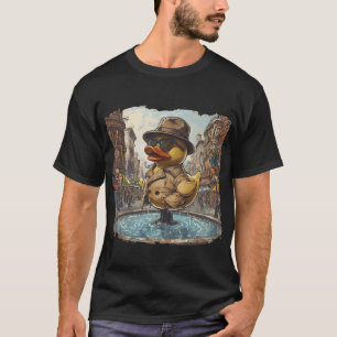 Detective Duck Sitting Atop a Water Fountain in th T-Shirt