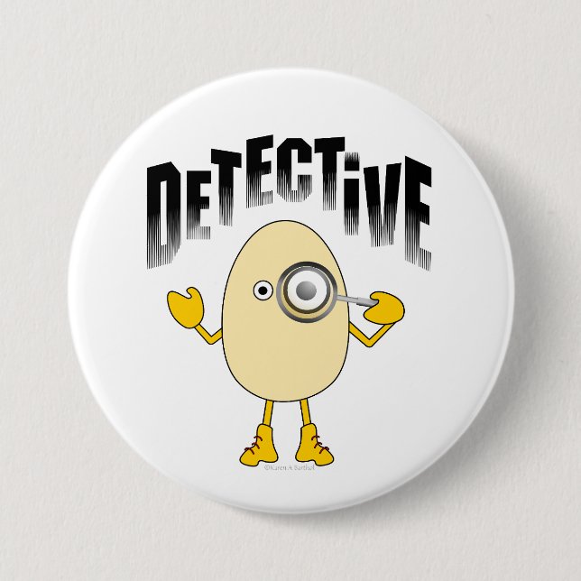 Detective Egghead Text Button (Front)