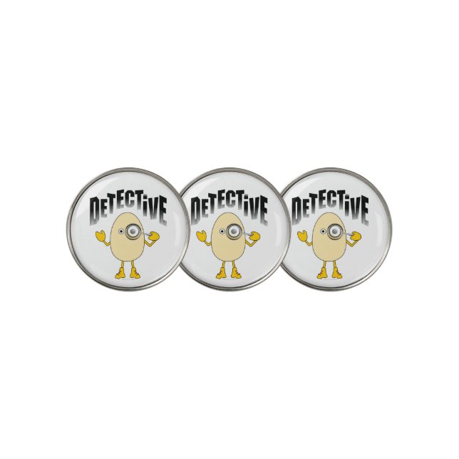 Detective Egghead Text Golf Ball Marker (3 Up)