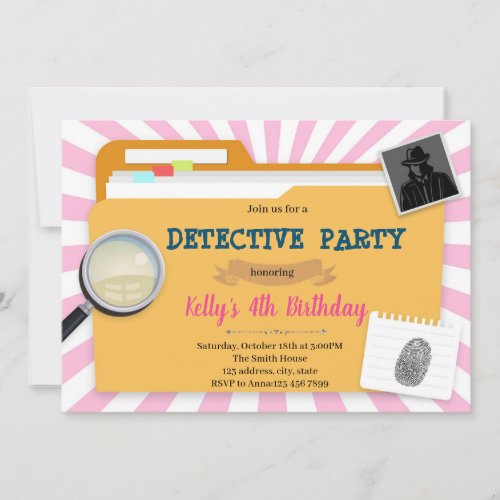 Detective girl party Invitation
