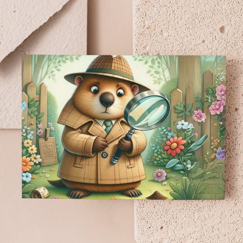 Detective Groundhog Postcard