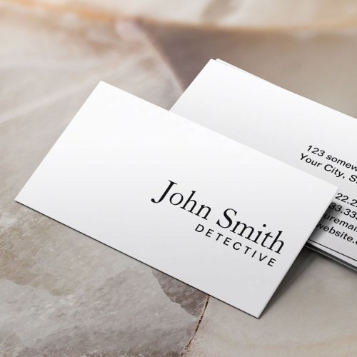 Minimal Plain White Detective Business Card