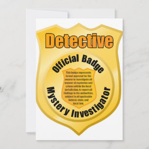 Detective Official Badge Mystery Investigator Invitation