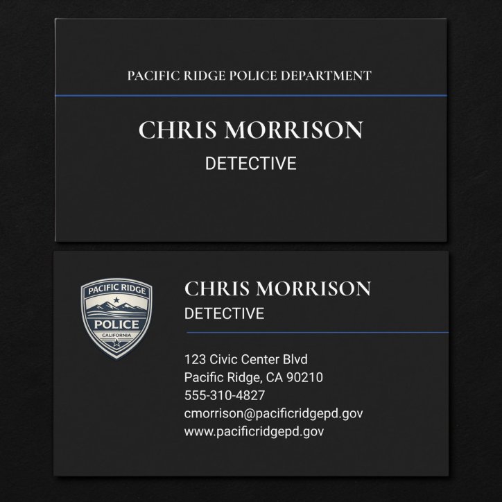 Detective Police Officer Law Enforcement Business Card