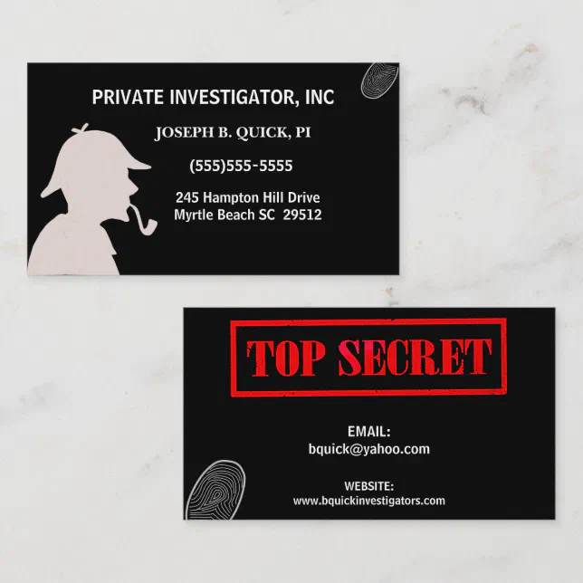 Detective Private Investigator Business Cards Zazzle