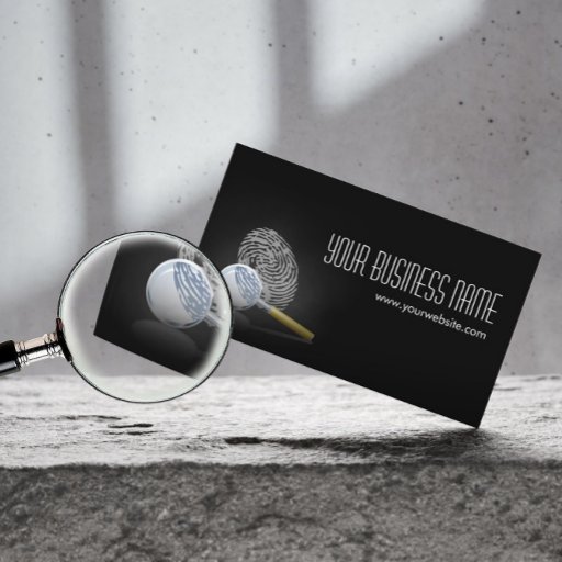 Customizable Elegant Fingerprint Detective Dark Business Card