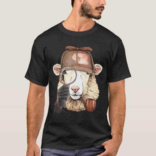 Detective Sheep Spy Investigator Lamb Farm Animal T_Shirt