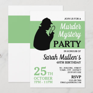 Detective Silhouette, Murder Mystery Birthday Invitation
