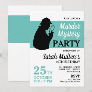 Detective Silhouette, Murder Mystery Birthday Invitation