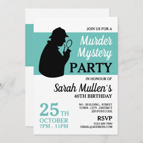 Detective Silhouette Murder Mystery Birthday Invitation