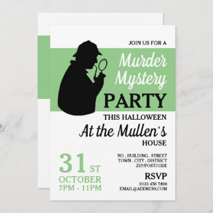 Detective Silhouette, Murder Mystery Halloween Invitation