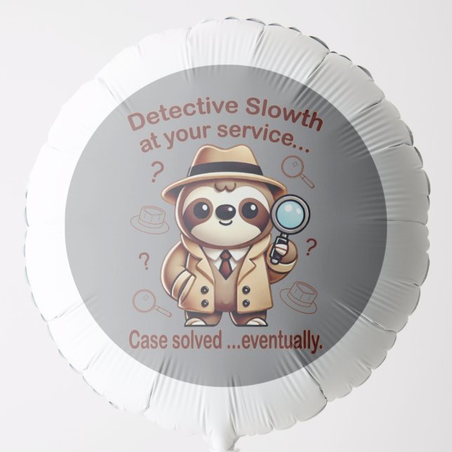 "Detective Sloth" Sloth Private Eye Balloon (Front)