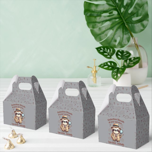 "Detective Sloth" Sloth Private Eye Favor Boxes (Multiple)