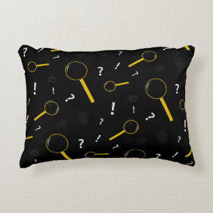 Detective Spyglass and Fingerprints Crime Scene Accent Pillow