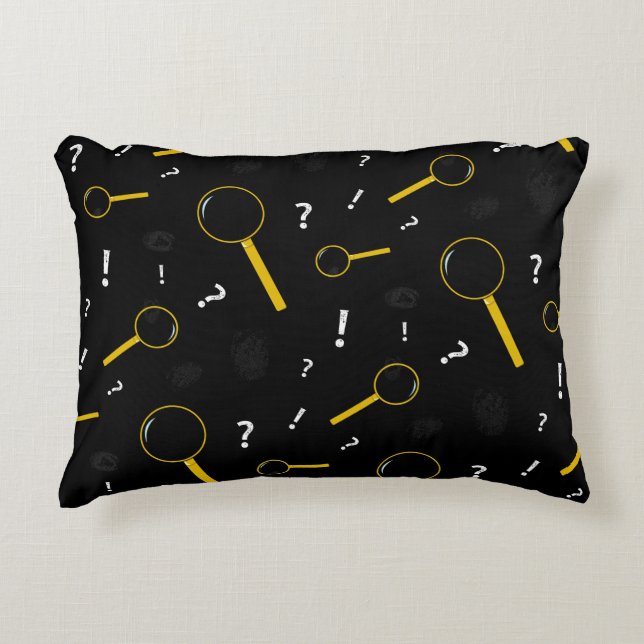 Detective Spyglass and Fingerprints Crime Scene Accent Pillow (Front)