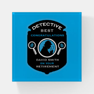 Detective-Themed Job Retirement Gift Paperweight