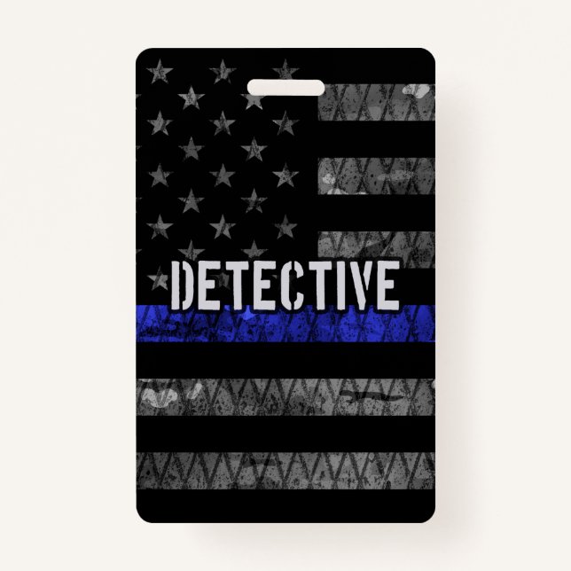 Detective Thin Blue Line Distressed Flag Badge (Front)
