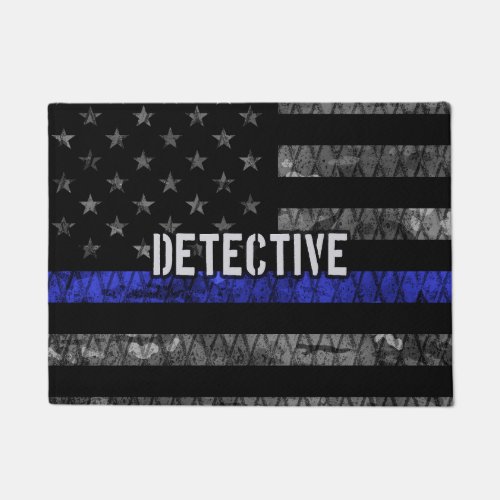 Detective Thin Blue Line Distressed Flag Doormat