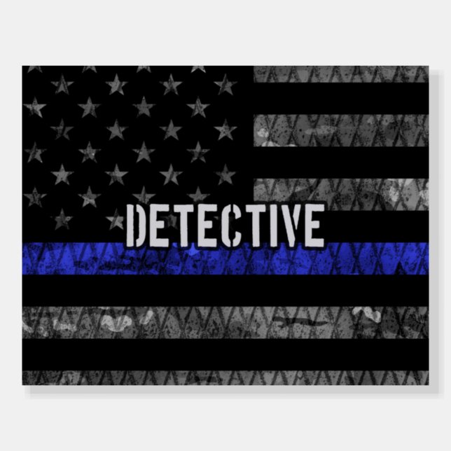 Detective Thin Blue Line Distressed Flag Foam Board (Front)