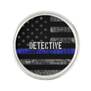 Detective Thin Blue Line Distressed Flag Lapel Pin