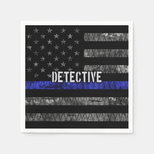 Detective Thin Blue Line Distressed Flag Napkins