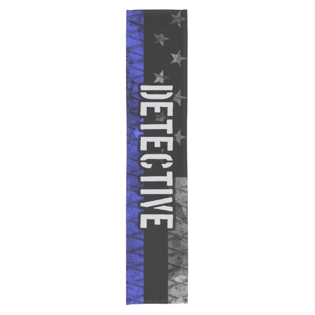 Detective Thin Blue Line Distressed Flag Short Table Runner (Front)